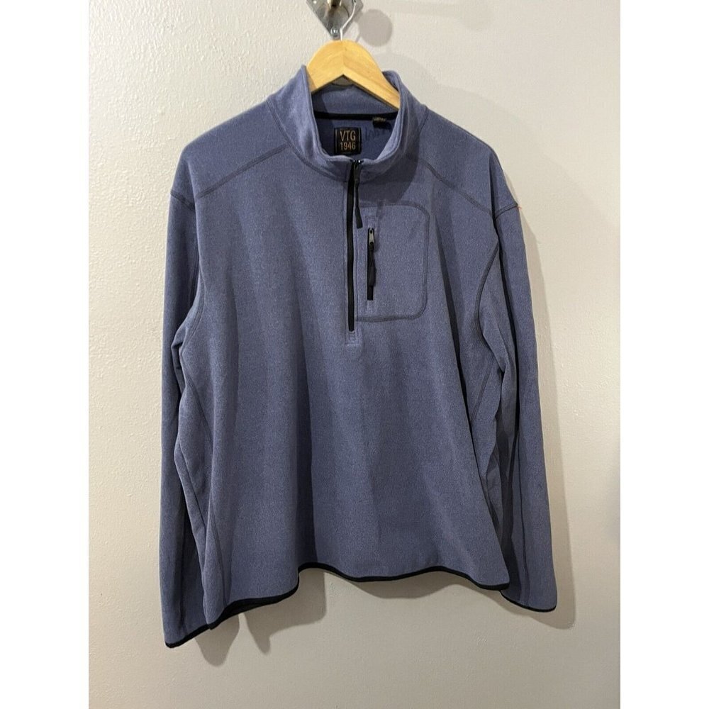VTG vintage 1946 Sweatshirt Mens XXL Fleece Pullover Blue 1/4 Zip